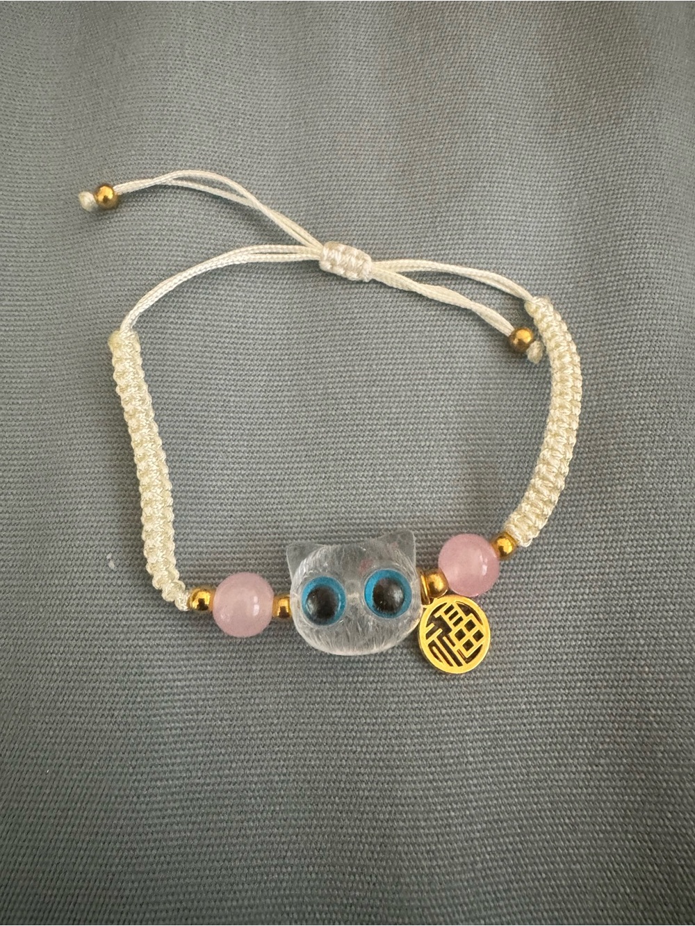 black “Fu” cat charm bracelet